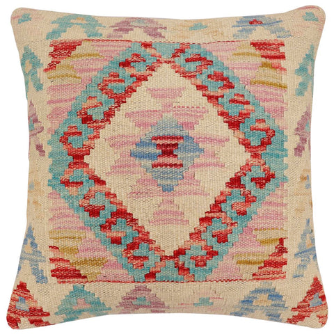 handmade Traditional Pillow Beige Red Hand-Woven SQUARE 100% WOOL Hand woven turkish pillow2 x 2