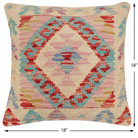 handmade Traditional Pillow Beige Red Hand-Woven SQUARE 100% WOOL Hand woven turkish pillow2 x 2