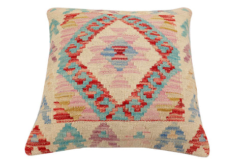 handmade Traditional Pillow Beige Red Hand-Woven SQUARE 100% WOOL Hand woven turkish pillow2 x 2