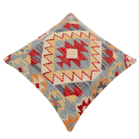 handmade Traditional Pillow Blue Beige Hand-Woven SQUARE 100% WOOL Hand woven turkish pillow2 x 2