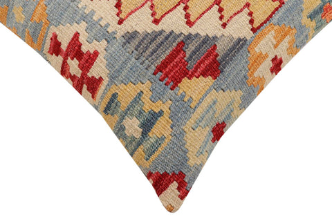 handmade Traditional Pillow Blue Beige Hand-Woven SQUARE 100% WOOL Hand woven turkish pillow2 x 2