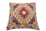 handmade Traditional Pillow Blue Beige Hand-Woven SQUARE 100% WOOL Hand woven turkish pillow2' x 2'