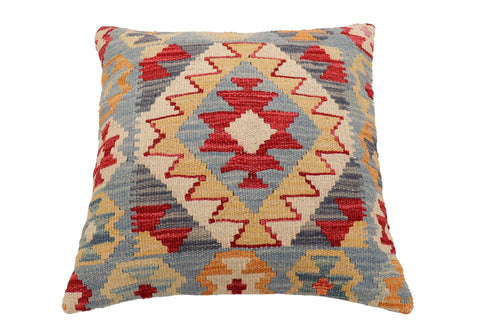 handmade Traditional Pillow Blue Beige Hand-Woven SQUARE 100% WOOL Hand woven turkish pillow2 x 2