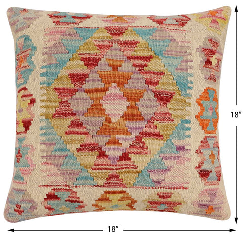 handmade Traditional Pillow Beige Red Hand-Woven SQUARE 100% WOOL Hand woven turkish pillow2 x 2