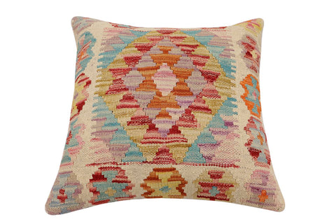 handmade Traditional Pillow Beige Red Hand-Woven SQUARE 100% WOOL Hand woven turkish pillow2 x 2