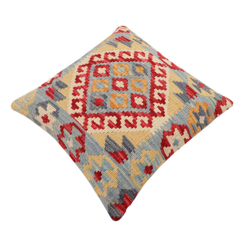 handmade Traditional Pillow Blue Red Hand-Woven SQUARE 100% WOOL Hand woven turkish pillow2 x 2