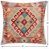 handmade Traditional Pillow Red Beige Hand-Woven SQUARE 100% WOOL Hand woven turkish pillow2' x 2'