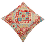 handmade Traditional Pillow Red Beige Hand-Woven SQUARE 100% WOOL Hand woven turkish pillow2' x 2'