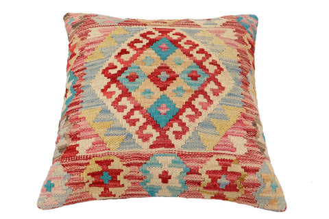 handmade Traditional Pillow Red Beige Hand-Woven SQUARE 100% WOOL Hand woven turkish pillow2 x 2