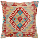 handmade Traditional Pillow Red Beige Hand-Woven SQUARE 100% WOOL Hand woven turkish pillow2' x 2'