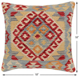 handmade Traditional Pillow Red Beige Hand-Woven SQUARE 100% WOOL Hand woven turkish pillow2' x 2'