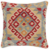 handmade Traditional Pillow Red Beige Hand-Woven SQUARE 100% WOOL Hand woven turkish pillow2' x 2'