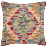 handmade Traditional Pillow Beige Red Hand-Woven SQUARE 100% WOOL Hand woven turkish pillow2' x 2'