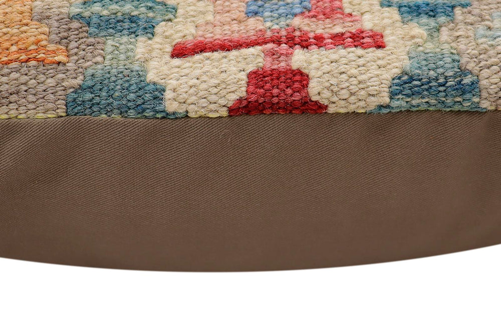 handmade Traditional Pillow Beige Red Hand-Woven SQUARE 100% WOOL Hand woven turkish pillow2' x 2'