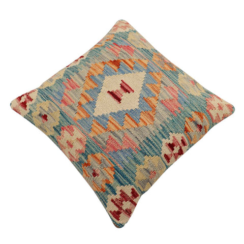 handmade Traditional Pillow Green Blue Hand-Woven SQUARE 100% WOOL Hand woven turkish pillow2 x 2