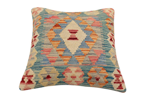 handmade Traditional Pillow Green Blue Hand-Woven SQUARE 100% WOOL Hand woven turkish pillow2 x 2