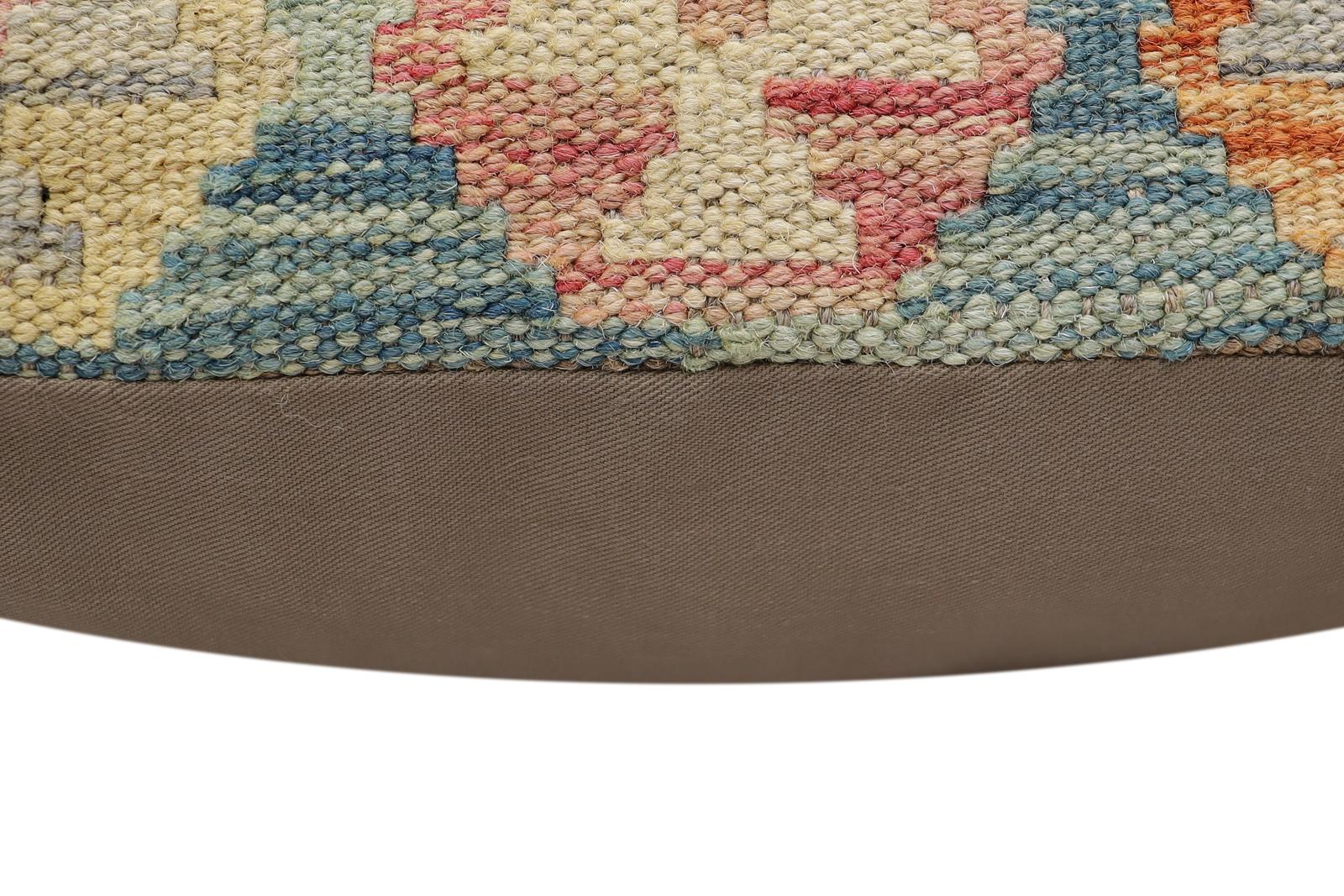 handmade Traditional Pillow Green Blue Hand-Woven SQUARE 100% WOOL Hand woven turkish pillow2' x 2'