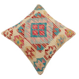 handmade Traditional Pillow Beige Red Hand-Woven SQUARE 100% WOOL Hand woven turkish pillow2' x 2'