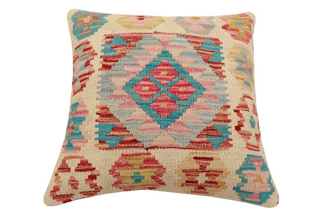 handmade Traditional Pillow Beige Red Hand-Woven SQUARE 100% WOOL Hand woven turkish pillow2 x 2