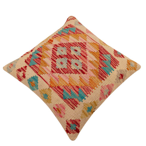 handmade Traditional Pillow Beige Red Hand-Woven SQUARE 100% WOOL Hand woven turkish pillow2 x 2