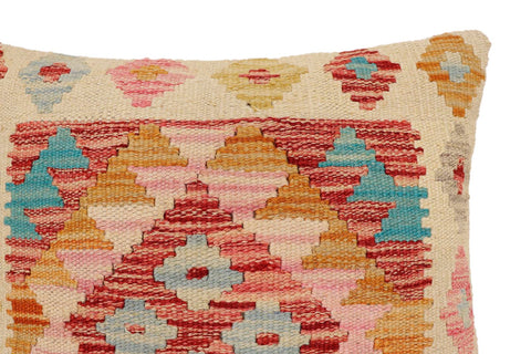 handmade Traditional Pillow Beige Red Hand-Woven SQUARE 100% WOOL Hand woven turkish pillow2 x 2