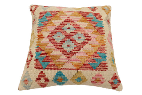 handmade Traditional Pillow Beige Red Hand-Woven SQUARE 100% WOOL Hand woven turkish pillow2 x 2