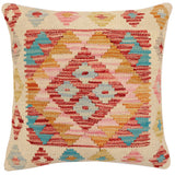 handmade Traditional Pillow Beige Red Hand-Woven SQUARE 100% WOOL Hand woven turkish pillow2' x 2'