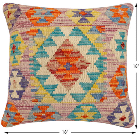 handmade Traditional Pillow Purple Beige Hand-Woven SQUARE 100% WOOL Hand woven turkish pillow2 x 2