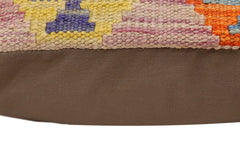 handmade Traditional Pillow Purple Beige Hand-Woven SQUARE 100% WOOL Hand woven turkish pillow2' x 2'