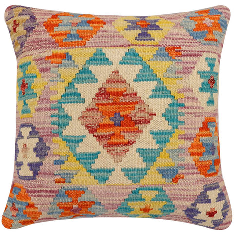 handmade Traditional Pillow Purple Beige Hand-Woven SQUARE 100% WOOL Hand woven turkish pillow2 x 2