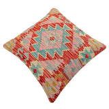 handmade Traditional Pillow Red Blue Hand-Woven SQUARE 100% WOOL Hand woven turkish pillow2' x 2'