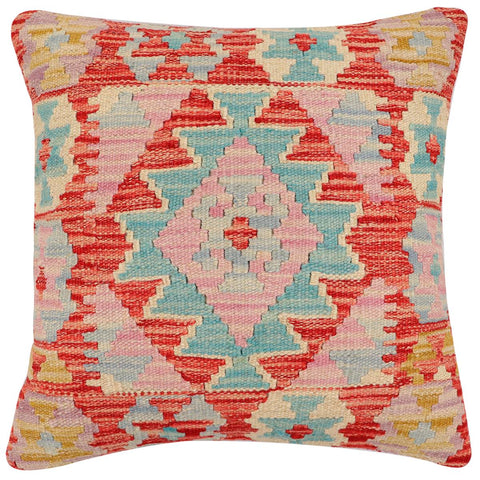 handmade Traditional Pillow Red Blue Hand-Woven SQUARE 100% WOOL Hand woven turkish pillow2 x 2