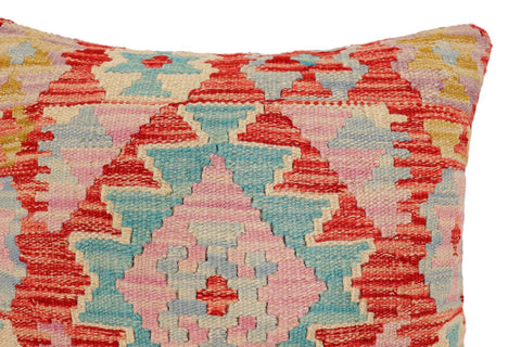 handmade Traditional Pillow Red Blue Hand-Woven SQUARE 100% WOOL Hand woven turkish pillow2 x 2