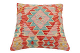 handmade Traditional Pillow Red Blue Hand-Woven SQUARE 100% WOOL Hand woven turkish pillow2' x 2'