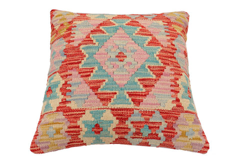 handmade Traditional Pillow Red Blue Hand-Woven SQUARE 100% WOOL Hand woven turkish pillow2 x 2