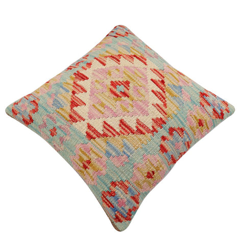 handmade Traditional Pillow Blue Rust Hand-Woven SQUARE 100% WOOL Hand woven turkish pillow2 x 2