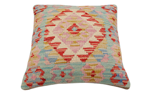 handmade Traditional Pillow Blue Rust Hand-Woven SQUARE 100% WOOL Hand woven turkish pillow2 x 2