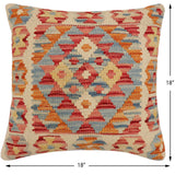 handmade Traditional Pillow Beige Rust Hand-Woven SQUARE 100% WOOL Hand woven turkish pillow2' x 2'