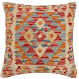 handmade Traditional Pillow Beige Rust Hand-Woven SQUARE 100% WOOL Hand woven turkish pillow2' x 2'