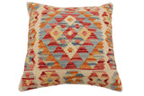 handmade Traditional Pillow Beige Rust Hand-Woven SQUARE 100% WOOL Hand woven turkish pillow2' x 2'