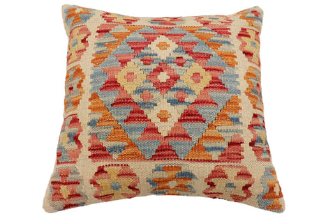 handmade Traditional Pillow Beige Rust Hand-Woven SQUARE 100% WOOL Hand woven turkish pillow2 x 2