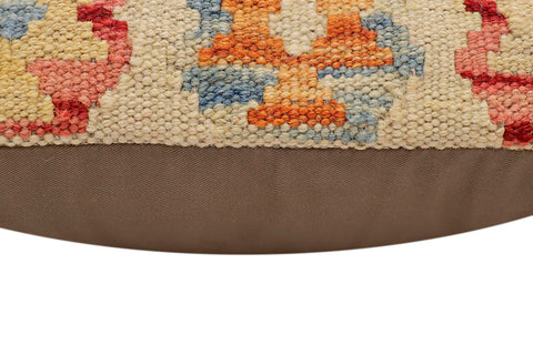 handmade Traditional Pillow Beige Rust Hand-Woven SQUARE 100% WOOL Hand woven turkish pillow2 x 2
