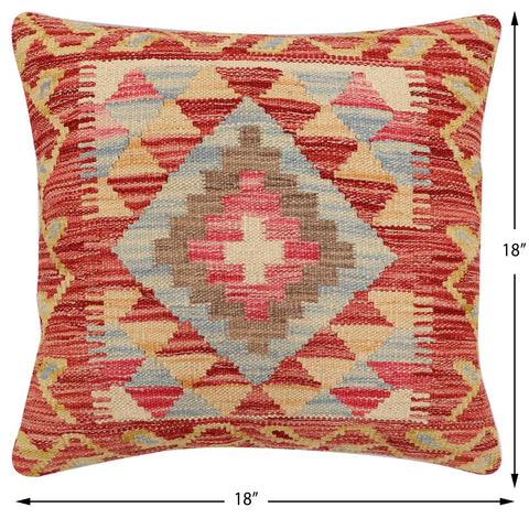 handmade Traditional Pillow Rust Beige Hand-Woven SQUARE 100% WOOL Hand woven turkish pillow2 x 2