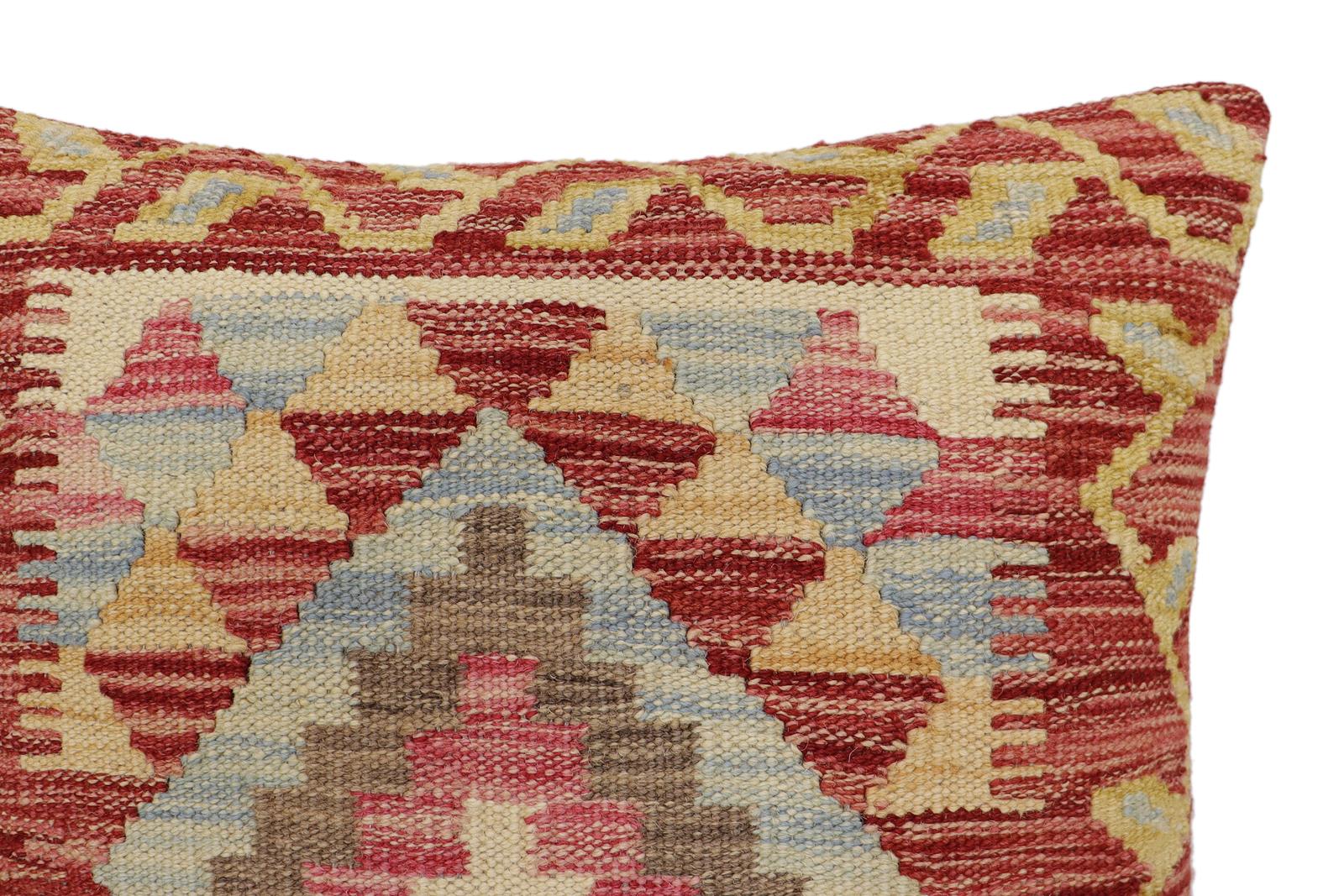 handmade Traditional Pillow Rust Beige Hand-Woven SQUARE 100% WOOL Hand woven turkish pillow2' x 2'