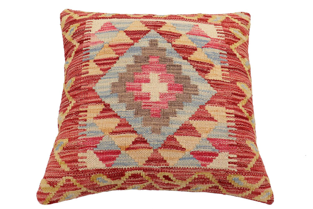 handmade Traditional Pillow Rust Beige Hand-Woven SQUARE 100% WOOL Hand woven turkish pillow2' x 2'