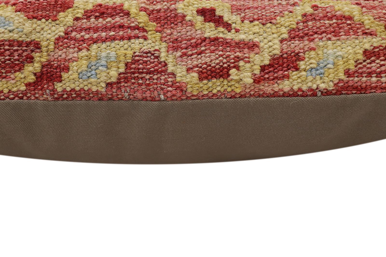 handmade Traditional Pillow Rust Beige Hand-Woven SQUARE 100% WOOL Hand woven turkish pillow2' x 2'