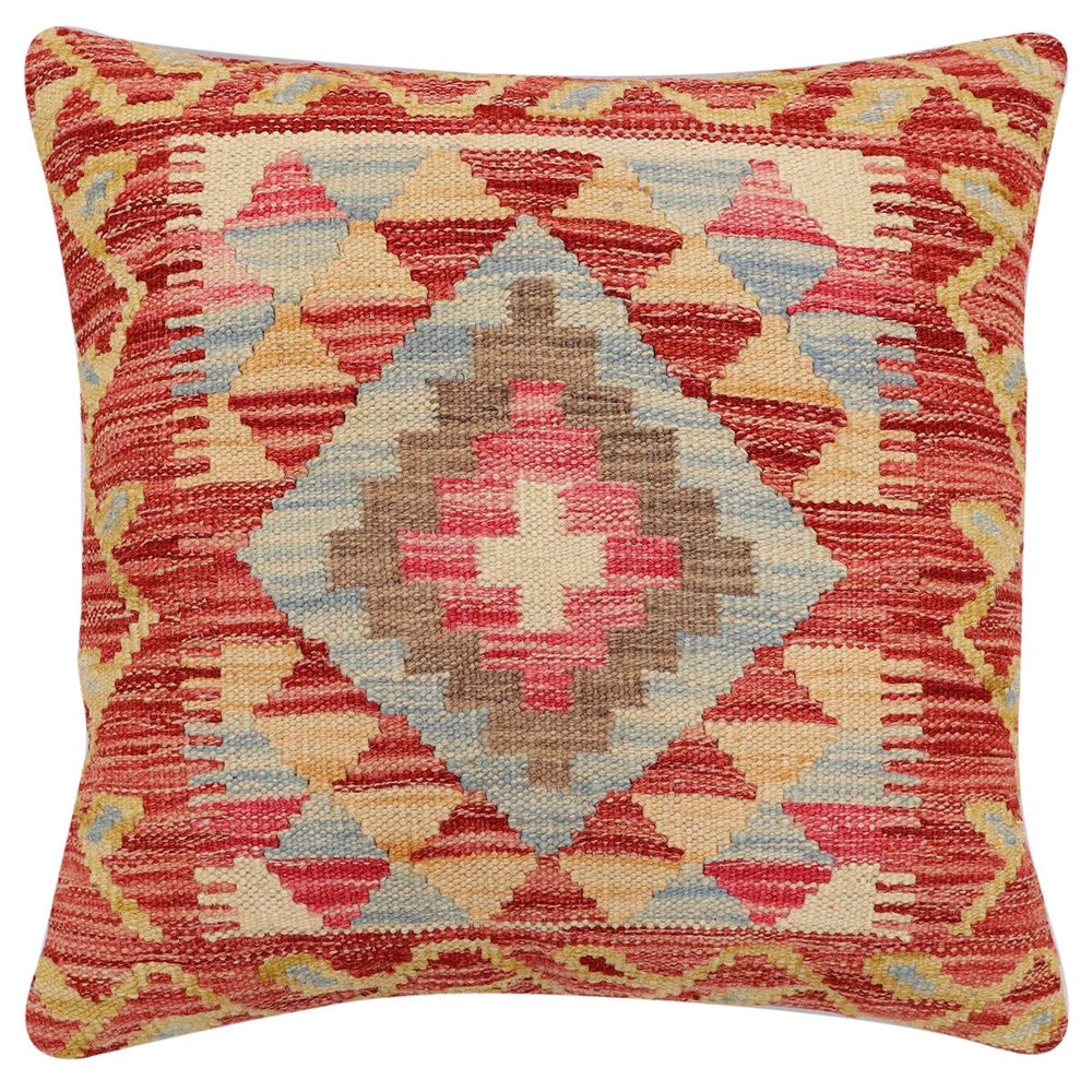 handmade Traditional Pillow Rust Beige Hand-Woven SQUARE 100% WOOL Hand woven turkish pillow2' x 2'