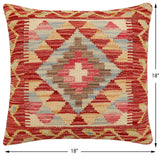 handmade Traditional Pillow Rust Beige Hand-Woven SQUARE 100% WOOL Hand woven turkish pillow2' x 2'
