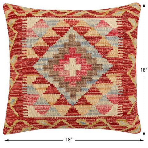 handmade Traditional Pillow Rust Beige Hand-Woven SQUARE 100% WOOL Hand woven turkish pillow2 x 2