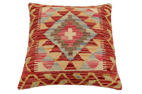 handmade Traditional Pillow Rust Beige Hand-Woven SQUARE 100% WOOL Hand woven turkish pillow2 x 2